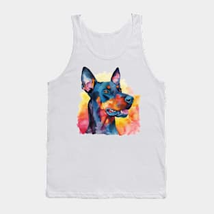 Doberman Watercolor Pop Art Design for Dog Lovers Tank Top